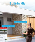 5MP PoE IP Dome Camera With Built-In Audio for indoor outdoor surveillance shown above delivery person at stone entranceway