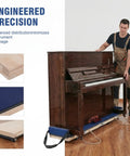 Man moving piano using Piano Moving Pad 6 Ft Heavy Duty Sliders With 1000 Lb Capacity Built On Solid Hardwood Platform 72 In Long By 13 In Wide By 6.3 In Tall Blue Move Pad For Safe, Smooth Instrument Relocation So You Can Move Like A Pro