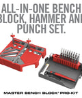 Master Bench Block Pro Kit Non Marring Armorers Block with hammer, interchangeable heads, and pin punches