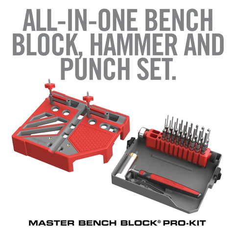 Master Bench Block Pro Kit Non Marring Armorers Block with hammer, interchangeable heads, and pin punches