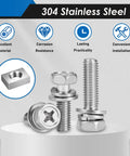 72Pcs Battery Terminal Bolts And Nuts Kit Stainless Steel 304 With M6 To M20 Sizes with corrosion resistance icons