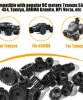 20T 32P Pinion Gear Set Pro Grade For One Tenth Scale RC Cars With 5mm Bore Black Oxide 45 Steel, compatible with Traxxas, ARRMA.