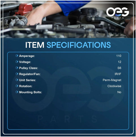 Replacement Alternator For Ford Escape And Mazda Tribute 3.0L V6 01 02 03 04 High Output Auto Part specification sheet.