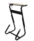 At Home Bike Trainer Desk With USB And AC Power Adjustable Height For Any Bike Easy Clean Laminated Birch Top side view