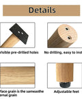 Details of Straight Up Solid 28 Inch Rubber Wood Table Legs Built Tough As Nails, showcasing installation features and adjustable feet.