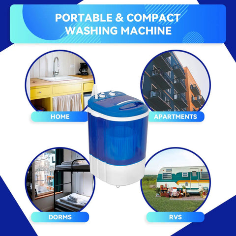 Dead Simple Semi Automatic Portable Mini Washing Machine With 8 Pound Capacity And Fast Spin Cycle Straight Up ideal for small spaces like dorms and RVs.
