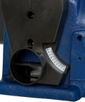 Close-up of Heavy Duty 4-Inch By 36-Inch Belt And 6-Inch Disc Sander With Cast Iron Base, showing angle gauge and part of base.