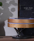 Bedside Smart Lamp Shade With Bluetooth Speaker Fast Wireless Qi Charger Touch Dimmer on a table