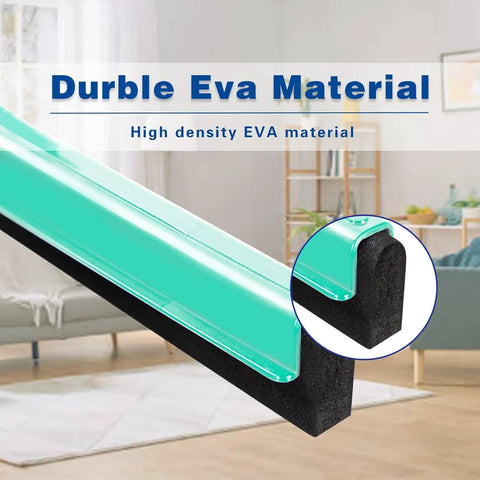 Light Duty Floor Squeegee With 43 Inch Adjustable Aluminum Handle showcasing EVA blade for wet surfaces in home environment.