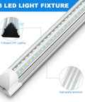 Lit 2 Foot LED Shop Light Kit 22W 3300 Lumens 6000K Ultra Bright Cool White V Shaped Double Row Linkable Ceiling Light Fixtures