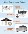 13x13 Pop Up Gazebo Canopy No Fuss Backyard Patio With Mosquito Netting, Easy Setup One Push Center Lock, Wheeled Carry Bag
