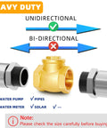 Brass 3/4 in NPT horizontal swing check valve with union ends to prevent backflow
