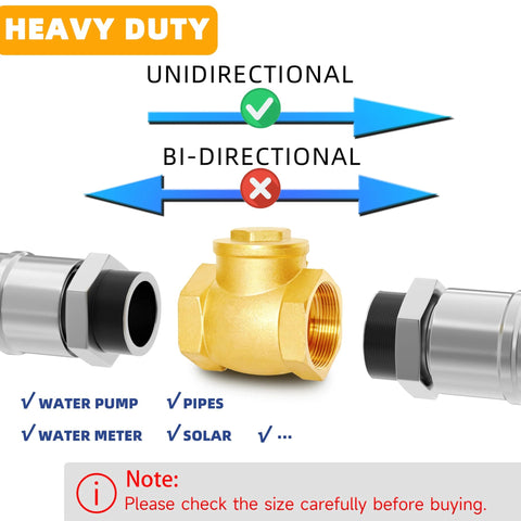 Brass 3/4 in NPT horizontal swing check valve with union ends to prevent backflow