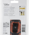 Back view of 1 Inch By 25 Foot Tape Measure With Quickread, Hi Vis Orange Case packaging, showing product features and details