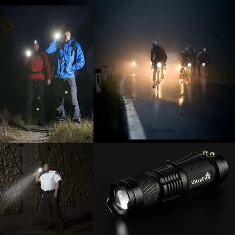 Three Pack Mini Flashlights With Focus Adjustable SK68 Single Mode Tactical LED Light Ultra Bright 300 Lumens Torch Built Tough IPX6 Water Resistant Aluminum Body
