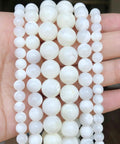 Legit Premium Natural White Pearl Shell Beads For Diy Jewelry Making With Awesome Iridescent Glow And Smooth Round Edges, 15 inch strands.