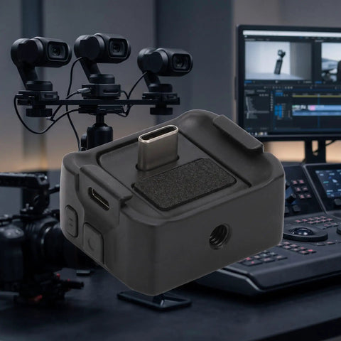 Built Tough Sports Camera Charging Dock For Pocket 3 Rig, compact, aluminum dock with USB-C for fast charging and quick sync.