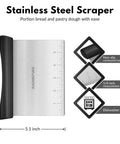 Stainless Steel Bench Scraper With 1 To 6 Inch Measurement Marks For Even Dough Portions, Pastry And Pizza Cutter, Black handle