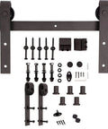 Dark Walnut Solid Wood Sliding Barn Door 36x84 Inches With Hardware Kit, DIY Assembly Required, hardware components.