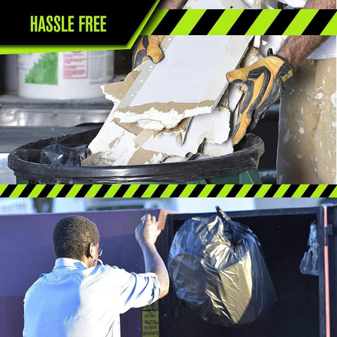 Beefy 55 Gallon Heavy Duty Trash Bags Black 2.0 Mil Thick Drum Liner For Toter And Contractors 38 X 58 Inches ideal for debris