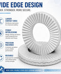 Top Tier Double Layer Self Locking Washers Made From 304 Stainless Steel, wide edge design for secure grip and stability.