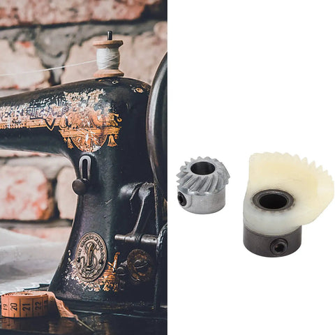 Two Pack Hook Drive Gear Set For Sewing Machines Replacement Gear Kit beside vintage sewing machine