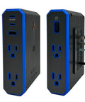 Front and side view of V Series Wall Power Four Outlet Surge Protector With 3000 Joules, EMI RFI Filtration, USB C 20W PD Fast Charger