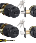 All Keyed Alike Entry Door Knob And Deadbolt Set For Front Door, One Key Opens All Locks, 2 Sets Included, 6 Keys Total