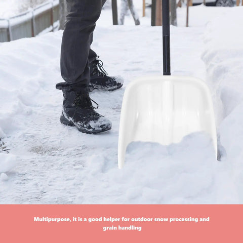 Lightweight Plastic Shovel Head Replacement For Grain Handling And Snow, Portable Polypropylene Farm Tool For Outdoor Cleanup, Easy To Carry And Versatile Shovel Head, white on snow