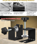 4 Piece C Clamp Set For Woodworking And Cabinet Installations showing drawer front installation clamps in black steel