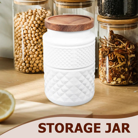 Top Shelf Matte White Glass Storage Jars With Lids Two Pack For Kitchen Organization Airtight Canisters on wooden surface