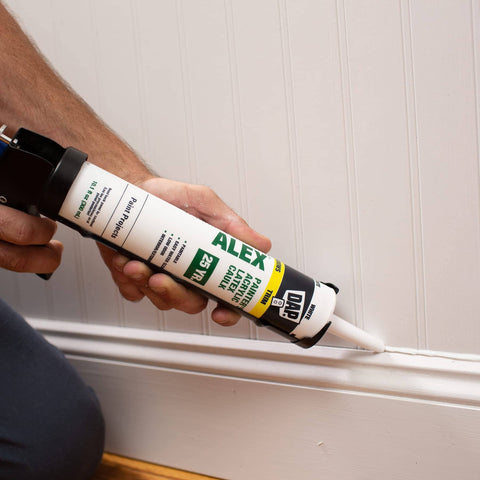 Applying Painter's Acrylic Latex Caulk White 10.1 Oz All Purpose Sealant For Interior And Exterior Use Adheres To Wood Plaster