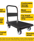 Heavy Duty Folding Push Cart With 1100 Pound Capacity Reinforced Platform Trolley featuring metal material, armrest, and wheels