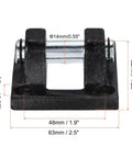 63x63x32mm Air Cylinder Rod Pivot Clevis 2 Pack Pneumatic Mounting Bracket Rear Mount Black Tough As Nails Industrial Hardware Built For Automation Tasks Durable Low Carbon Steel With 48mm Hole Spacing; dimensioned front view