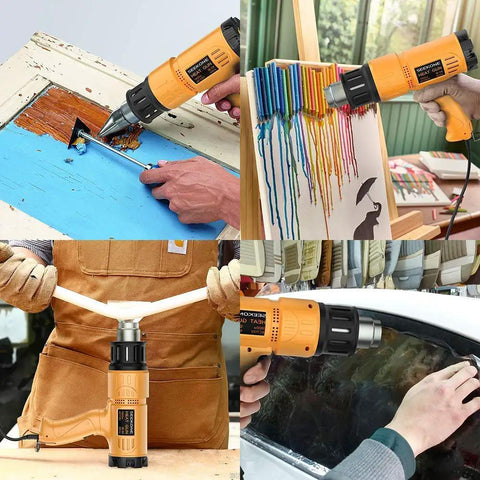 Heat Gun 1800W Heavy Duty Hot Air Tool Kit With Carry Case Variable Temperature Control 122F To 1112F From 50C To 600C Overload Protection With 4 Nozzles For Crafts Shrinking PVC Stripping Paint in various DIY applications