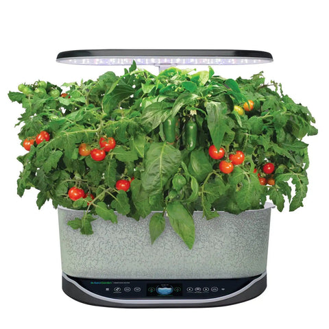 Salsa Garden Seed Pod Kit For Indoor Growers, 9 Pod Pack With Non GMO Seeds showing tomatoes and peppers growing indoors