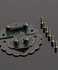 Antique Brass Hasp Lock For Vintage Boxes And Jewelry Boxes, 40mm Iron Door Latch With Screws, Decorative Drawer Latch close-up