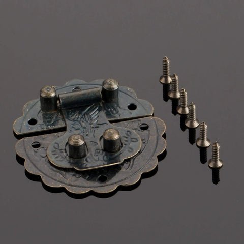 Antique Brass Hasp Lock For Vintage Boxes And Jewelry Boxes, 40mm Iron Door Latch With Screws, Decorative Drawer Latch close-up