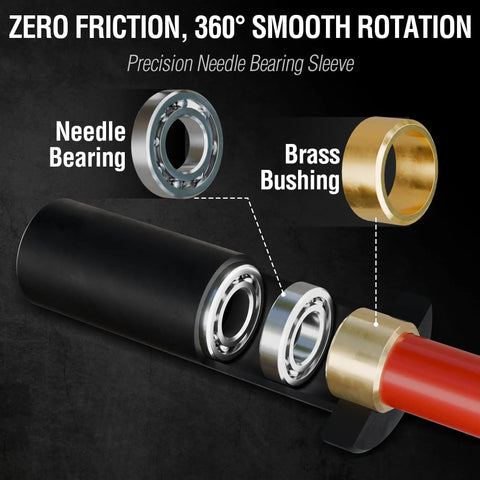 EZ Curl Bar 2 Inch Olympic Curl Bar For Biceps And Triceps 47 Inch Beefed Up Bar with needle bearing and brass bushing detail