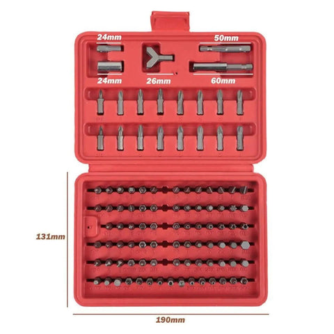 Ultimate 100-Piece Precision Screwdriver Bit Kit With Torx Phillips Hex And Tri-Wing Security Bits For Tough Auto Repairs Home Hacks And Serious DIY Work Using Heavy Chrome Vanadium Steel For Zero Wear, red case set
