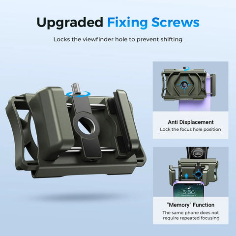 360 Degree Rotatable Telescope Phone Adapter for Android and iPhone with upgraded fixing screws and anti-displacement feature