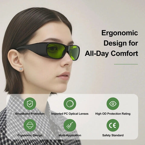Kickass Laser Safety Goggles For IPL And Fiber Laser Top Shelf OD7 Glasses Blocking 800 To 1100Nm With Heavy Duty UV IR Shielding For Hair Removal Shops And Industrial Labs Pro Grade Impact Proof Frame With Crisp Optics