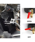 Two Port Billet Aluminum Oil Catch Can Kit With Breather Filter And Drain Valve in car engine compartment