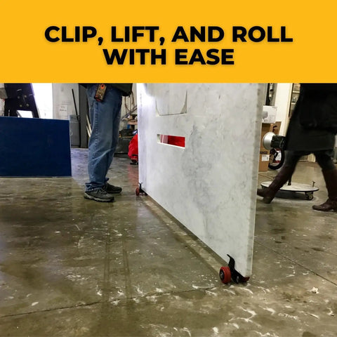 Clip N Roll Utility Cart With Steel Axle And Polyurethane Wheels 500 lb Capacity moving granite slab in workshop