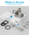 Box contents of Two Sided Keypad Door Knob With Dual Cylinders For Easy No Fuss Keyless Entry And Secure Two Way Access