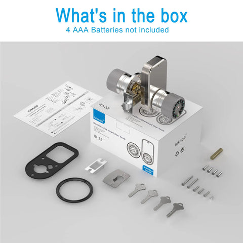 Box contents of Two Sided Keypad Door Knob With Dual Cylinders For Easy No Fuss Keyless Entry And Secure Two Way Access