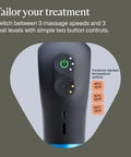 Control panel of Mini Plus Massage Gun With Heat For Faster Recovery On The Go, showing heat levels and speed settings.