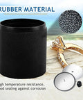 Electric Rock Tumbler Kit With Leakproof Rubber Barrel Quiet Motor Easy Settings Pro Grade Durable Build For Polishing Crystals Stone Glass Metal Starter Friendly For Beginners And Pros, black rubber barrel shown with a ring and grit.