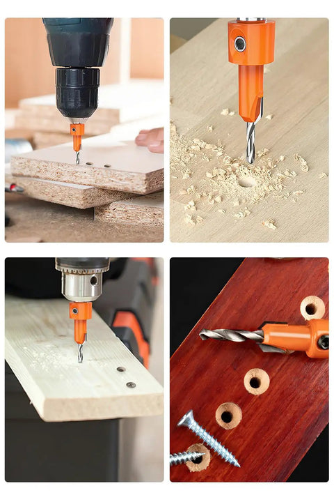 Countersink Drill Bit Set With Hex Shank For Woodworking And DIY Projects Ten Piece Multi Size Kit drilling wood