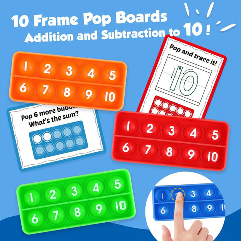 Ten Frame Math Manipulative Set For Elementary Kids showing colorful ten-frame boards for counting and operations practice